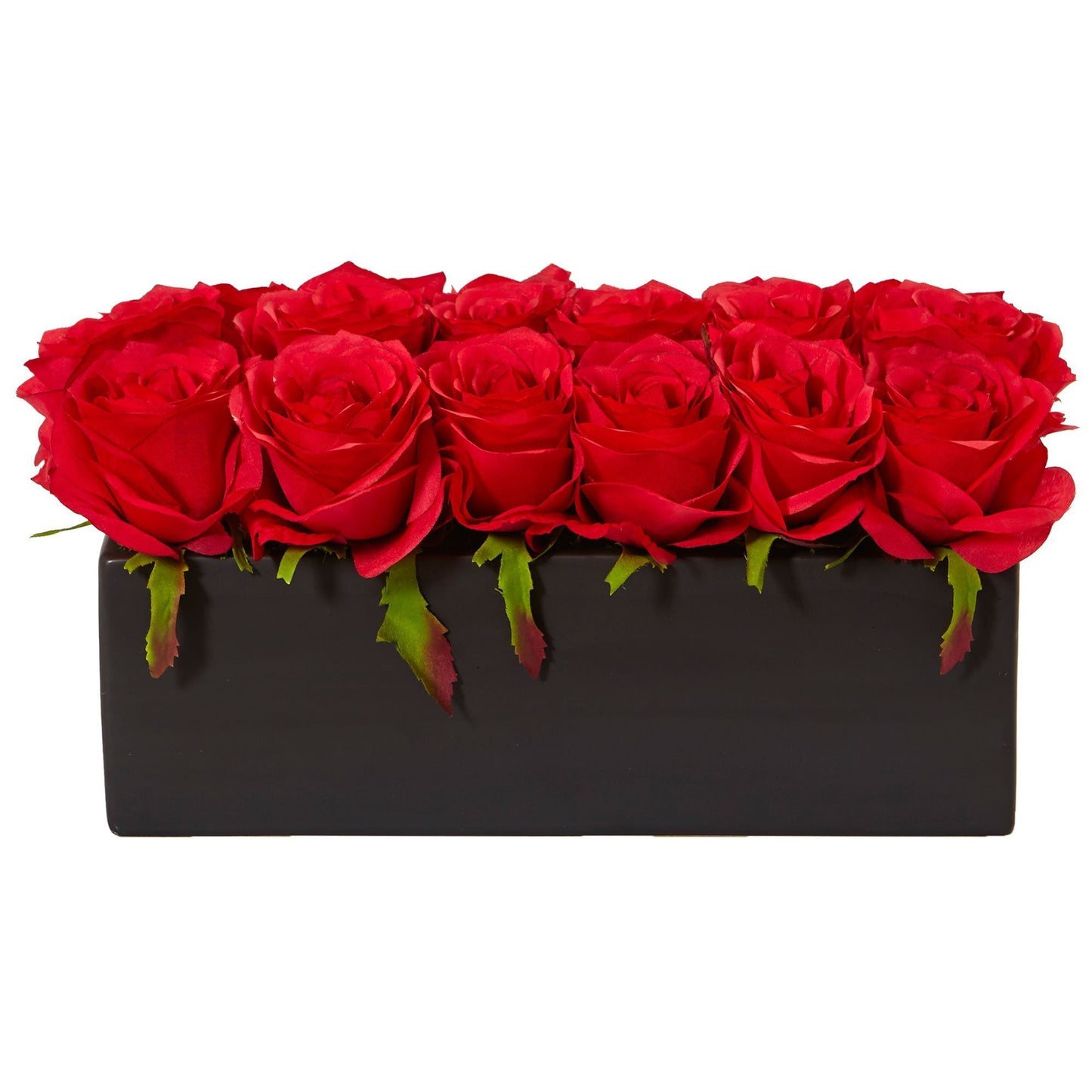 Rosas en jardinera rectangular