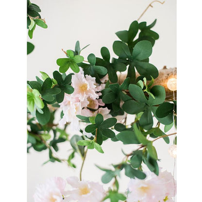 Artificial Vine Schefflera Leaf by RusticReach, green palmate leaves with pink blossoms on Tampa Home & Garden Store