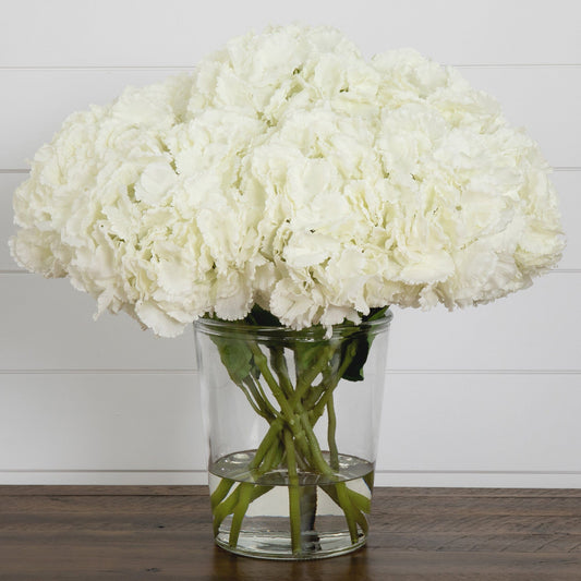 Signature Collection 18” Blooming Hydrangea Artificial Arrangement in Glass Vase - Tampa Home & Garden Store