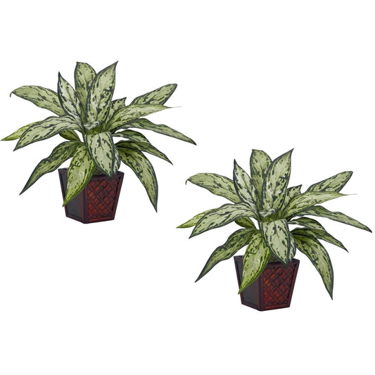 Silver Queen Silk Plant (Set of 2) - Tampa Home & Garden Store