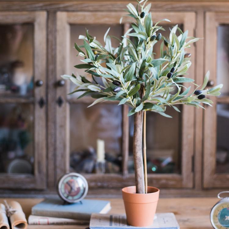 Artificial Small Olive Tree, 24in tall, RusticReach faux olive leaves in terracotta pot on Tampa Home & Garden Store