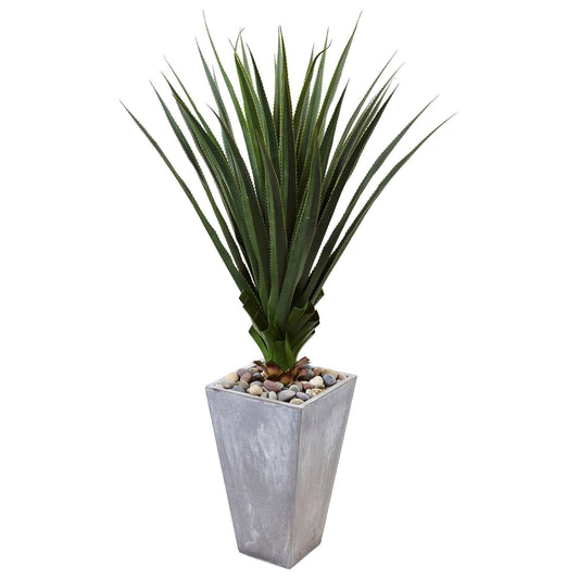 Spiked Agave in Cement Planter (Indoor/Outdoor) - Tampa Home & Garden Store