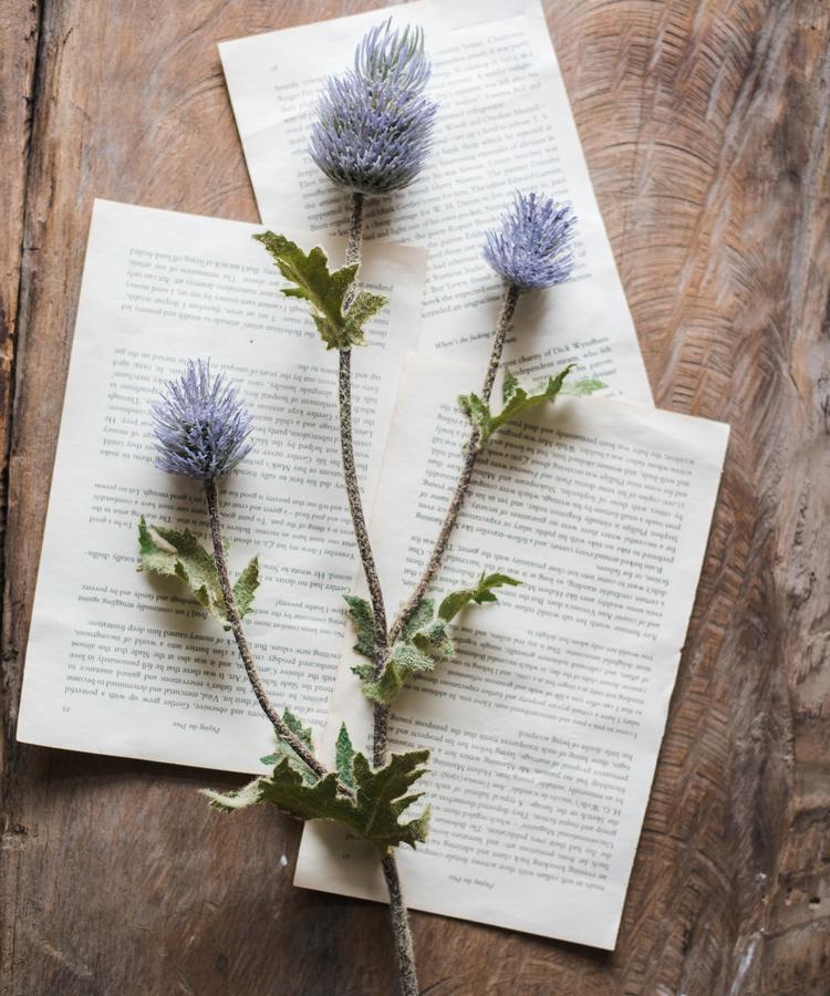 3 Faux Silk Thistle Flower Stems, 26 inches tall, RusticReach artificial plant with purple blooms on Tampa Home & Garden Store