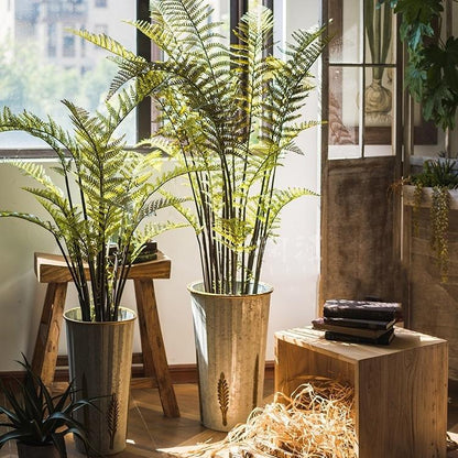 Artificial Cyathea trees RusticReach in metal pots with tall green fronds on Tampa Home & Garden Store