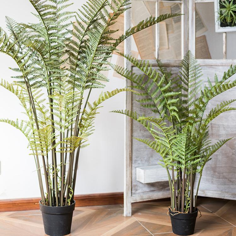 Artificial Cyathea trees in pots by RusticReach, two tall green faux plants for indoor decor on Tampa Home & Garden Store