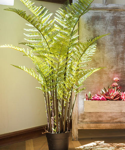 Artificial Faux Cyathea Tree In Pot RusticReach with lush green fronds in black pot on Tampa Home & Garden Store