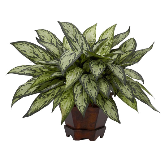 Triple Silver Queen w/Hexagon Vase Silk Plant - Tampa Home & Garden Store