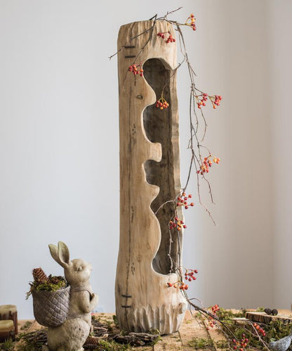 Artificial Vine Orange Faux Berry 39-inch Long RusticReach draped on sculpture with red berries on Tampa Home & Garden Store