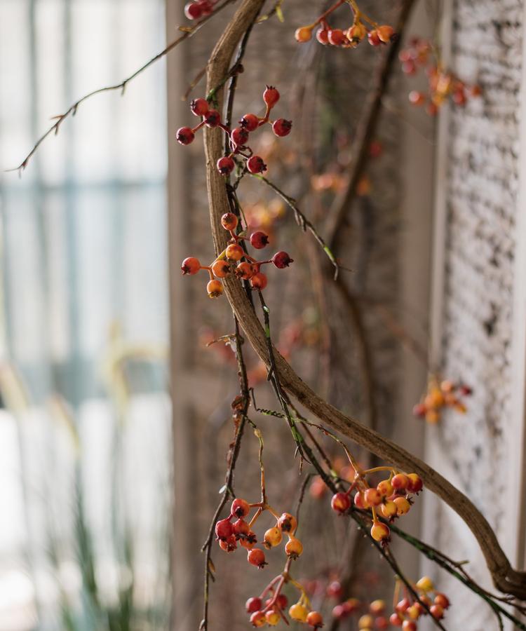 Artificial Vine Orange Faux Berry 39-inch Long RusticReach brown vine with orange berries on Tampa Home & Garden Store