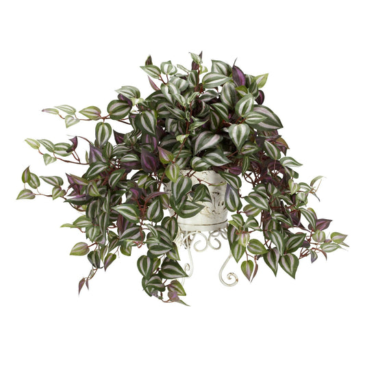 Wandering Jew w/Metal Planter Silk Plant - Tampa Home & Garden Store