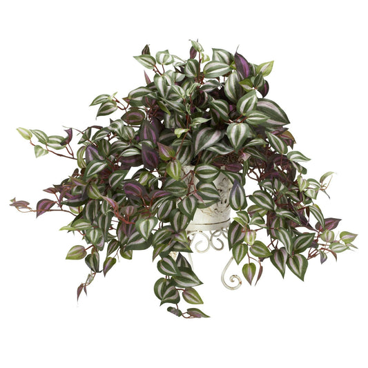 Wandering Jew w/Metal Planter Silk Plant - Tampa Home & Garden Store