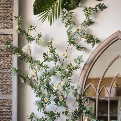 Artificial Sunflower Vine White 67in long with green leaves and daisy-like blooms on Tampa Home & Garden Store