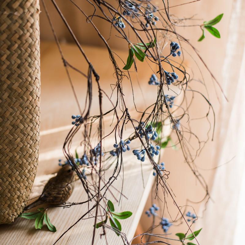 Artificial Wild Blueberry Hanging Vine 43 in long with blue berries and green leaves RusticReach on Tampa Home & Garden Store