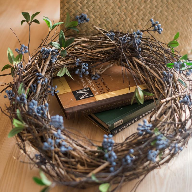 Artificial Wild Blueberry Hanging Vine 43in, blue berry clusters on twig wreath RusticReach on Tampa Home & Garden Store