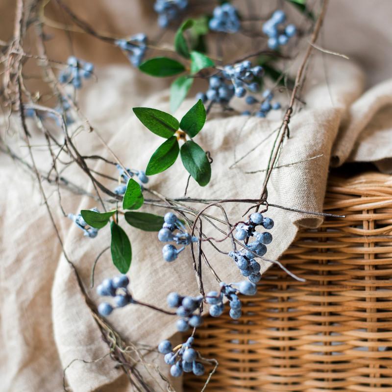 Artificial Wild Blueberry Hanging Vine 43in with green leaves and blue berry clusters, RusticReach on Tampa Home & Garden Store