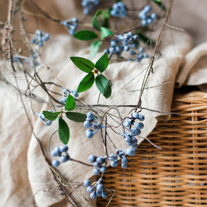 Artificial Wild Blueberry Hanging Vine 43in with green leaves and blue berry clusters, RusticReach on Tampa Home & Garden Store