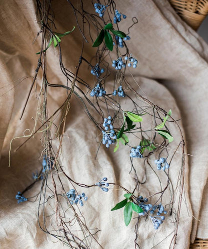 Wild Blueberry Hanging Vine 43 inches long with blue berry clusters and green leaves RusticReach on Tampa Home & Garden Store