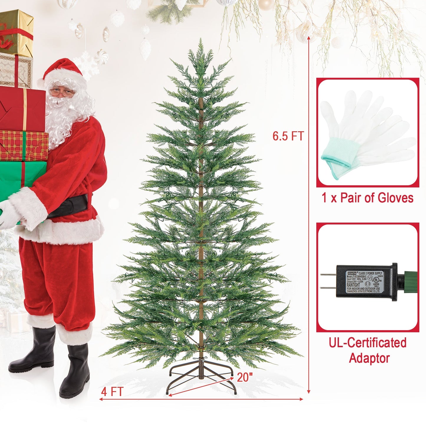 6.5 ft pre-lit artificial Cypress Christmas Tree by DirectDeals on a metal stand with timer on Tampa Home & Garden Store