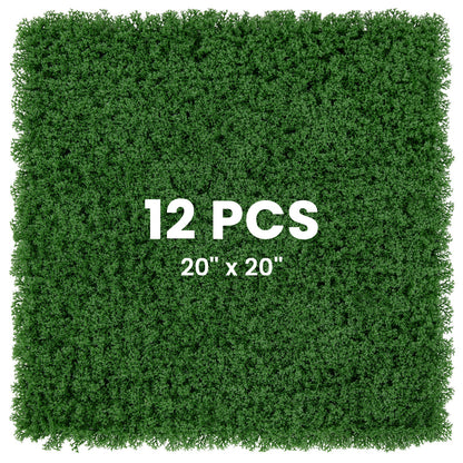 12 Piezas Paneles de Pared de Césped Artificial de 50x50cm para Jardín, Patio, Balcón - Verde Claro