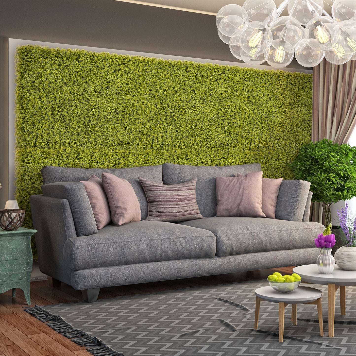 12 Piezas Paneles de Pared de Césped Artificial de 50x50cm para Jardín, Patio, Balcón - Verde Claro