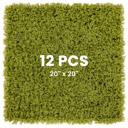 12 Piezas Paneles de Pared de Césped Artificial de 50x50cm para Jardín, Patio, Balcón - Verde Claro