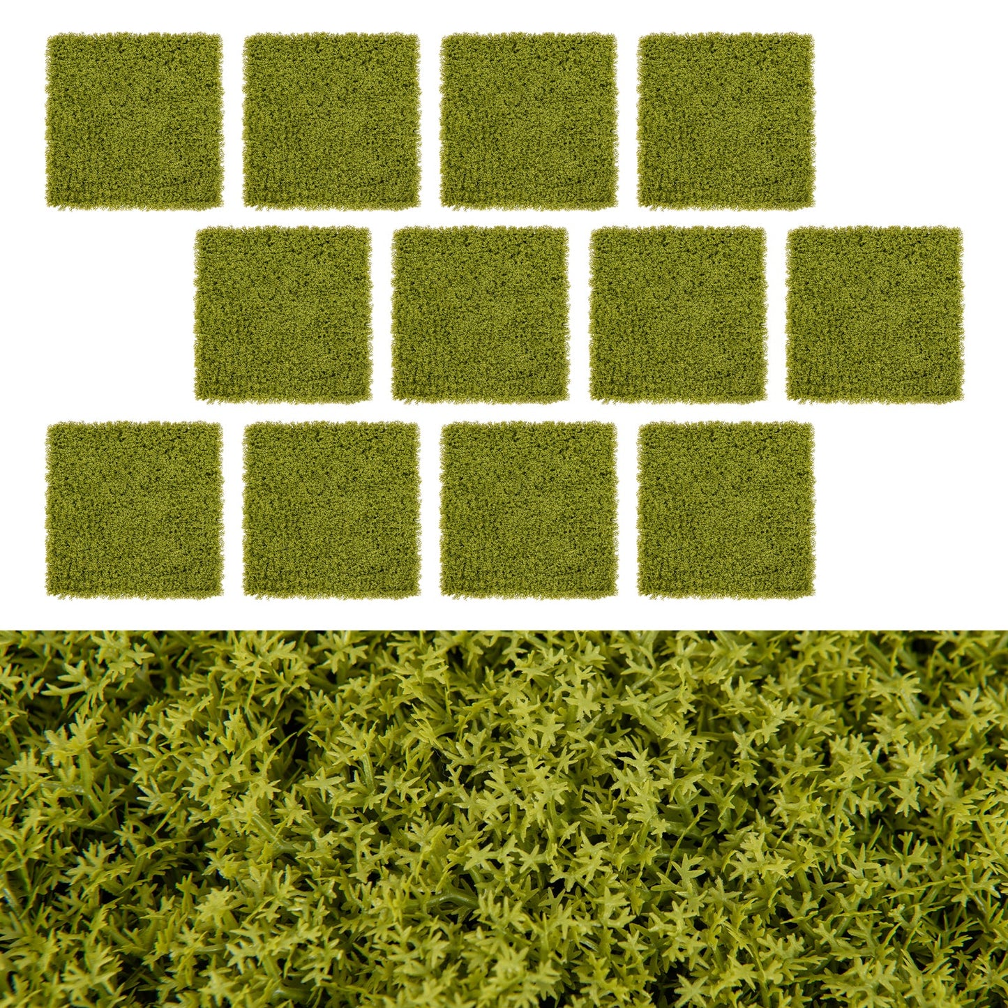 12 Piezas Paneles de Pared de Césped Artificial de 50x50cm para Jardín, Patio, Balcón - Verde Claro