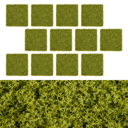 12 Piezas Paneles de Pared de Césped Artificial de 50x50cm para Jardín, Patio, Balcón - Verde Claro