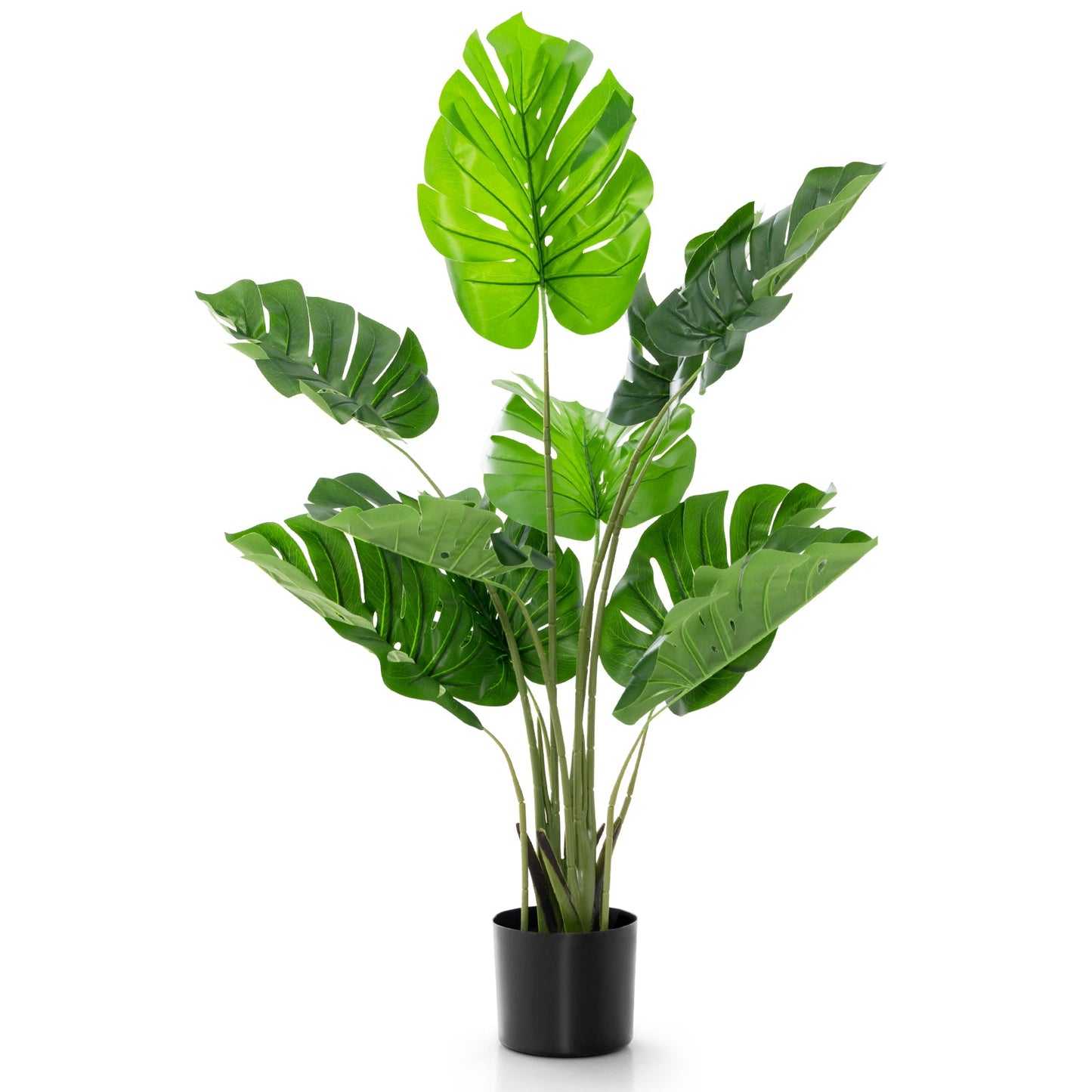 Árbol de Monstera Deliciosa Artificial de 4 Pies con 10 Hojas de Diferentes Tamaños