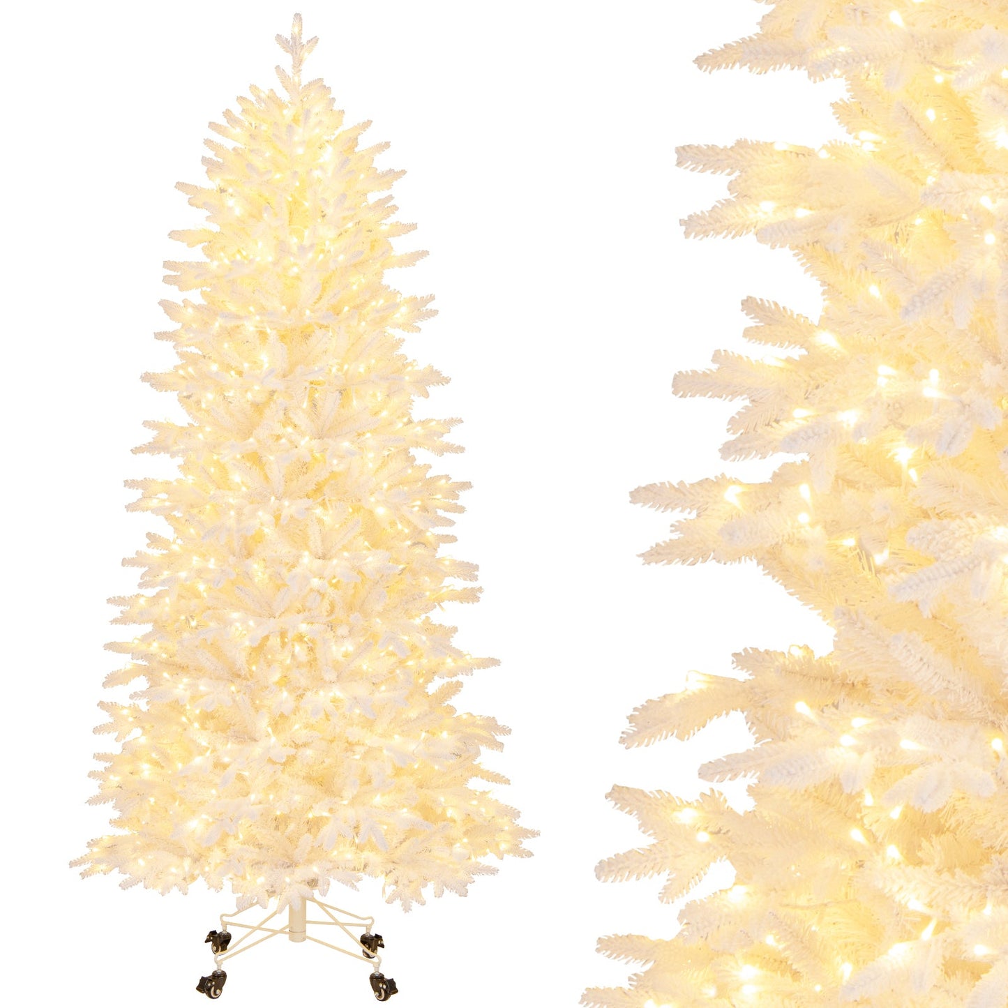 Árbol de Navidad artificial de 2,13 m con 1880 puntas de rama de PE y PVC para fiestas y carnaval