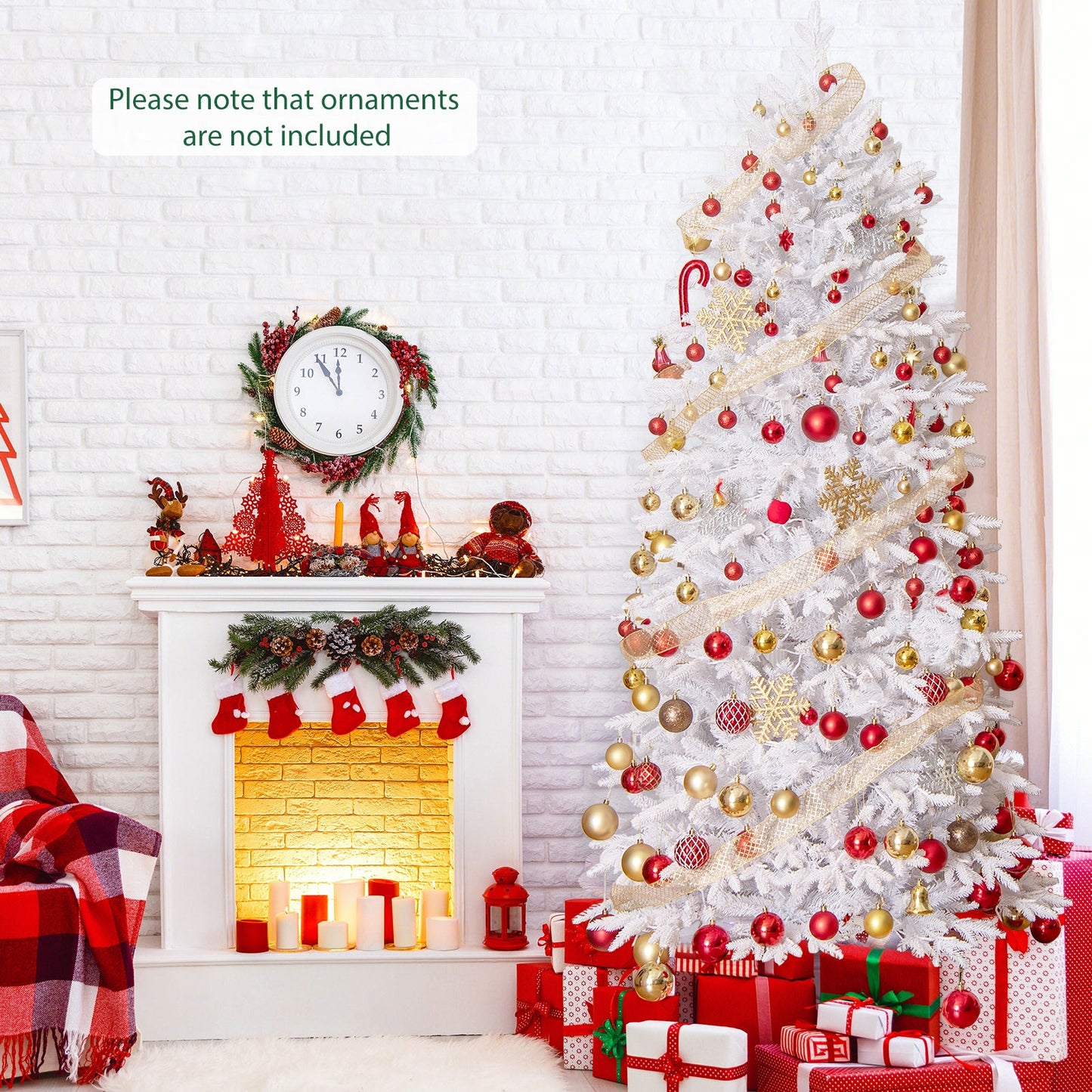 Árbol de Navidad artificial de 2,13 m con 1880 puntas de rama de PE y PVC para fiestas y carnaval
