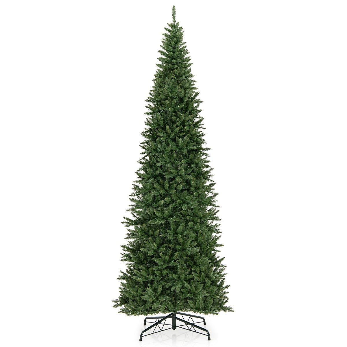 12 ft artificial Christmas tree DirectDeals with 800 warm white LED lights on a metal stand on Tampa Home & Garden Store