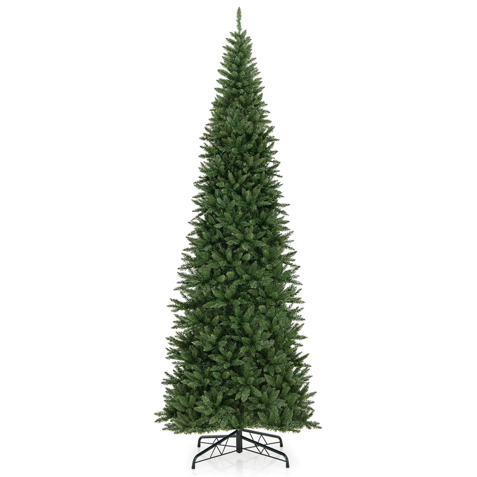 12 ft artificial Christmas tree DirectDeals with 800 warm white LED lights on a metal stand on Tampa Home & Garden Store