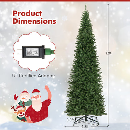 12ft artificial Christmas tree with 800 warm white LED lights and UL adaptor, metal stand on Tampa Home & Garden Store