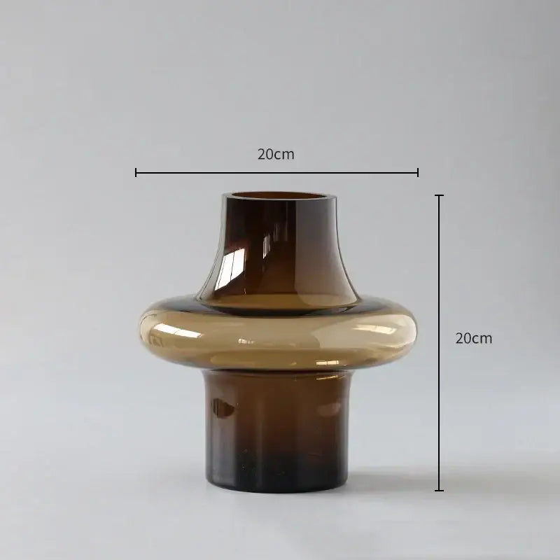 Amber Glass Bulbous Vase by Decorbites with bulbous midsection and tall neck, 20cm high on Tampa Home & Garden Store