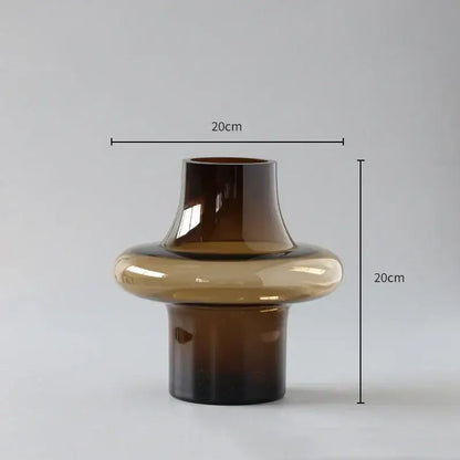 Amber Glass Bulbous Vase by Decorbites with bulbous midsection and tall neck, 20cm high on Tampa Home & Garden Store