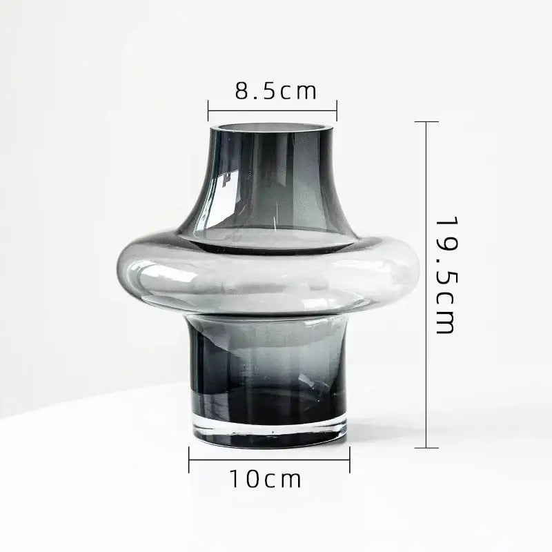 Amber Glass Bulbous Vase by Decorbites, dark smoked glass with a bulbous middle on Tampa Home & Garden Store