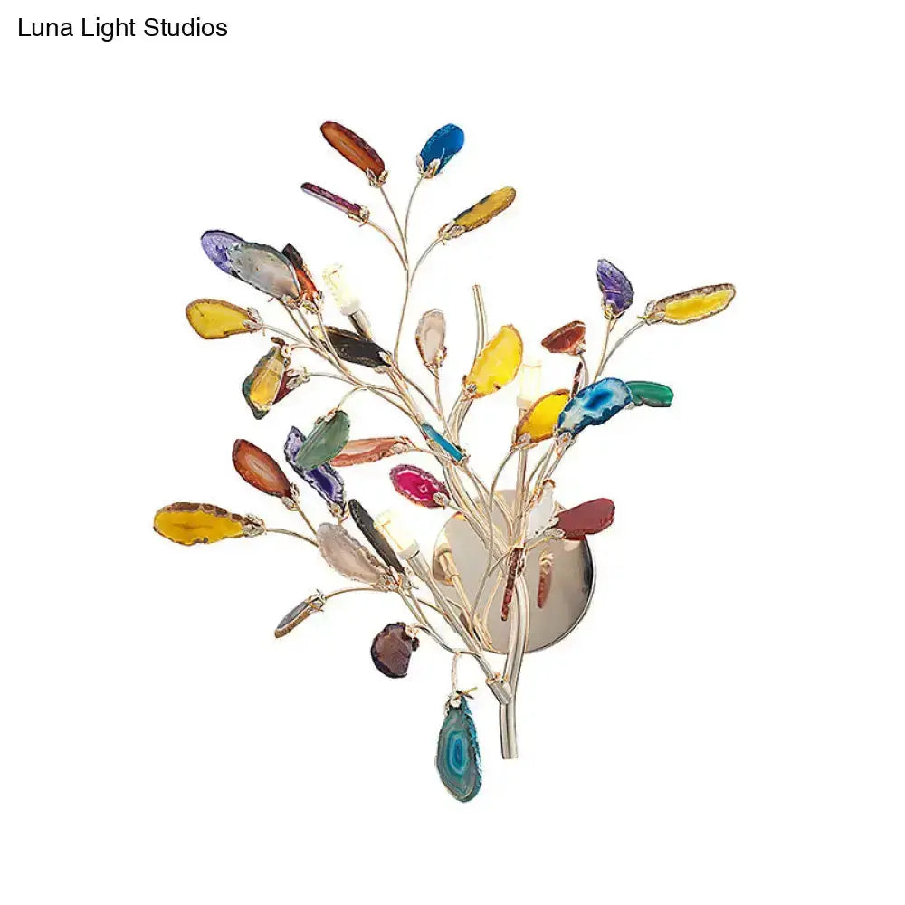 Artistic Agate Leaf Wall Light with LED Lighting