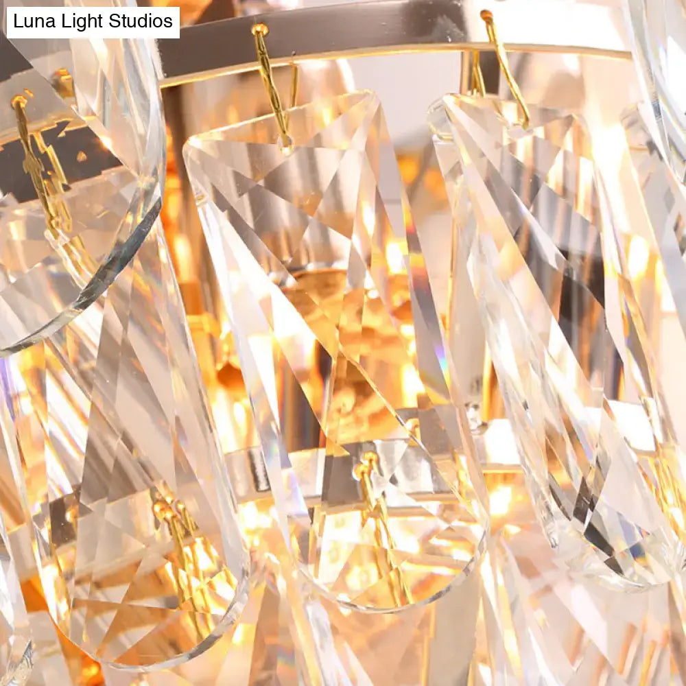 Gold Crystal Tiered Lamp by Decorbites with crystal prisms and gold-tone finish on Tampa Home & Garden Store