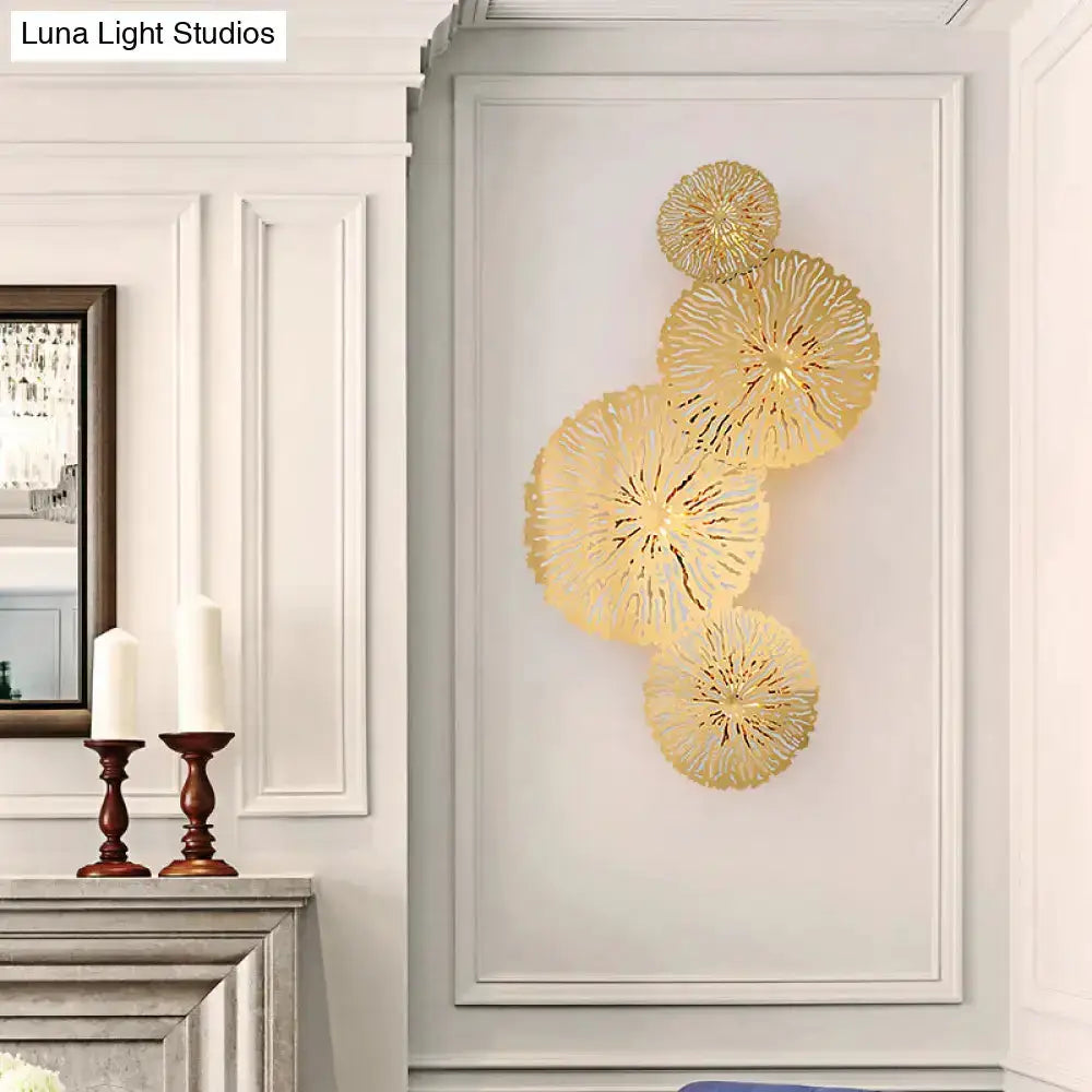 Artistic Golden Lotus Leaf Sconce Light Fixture