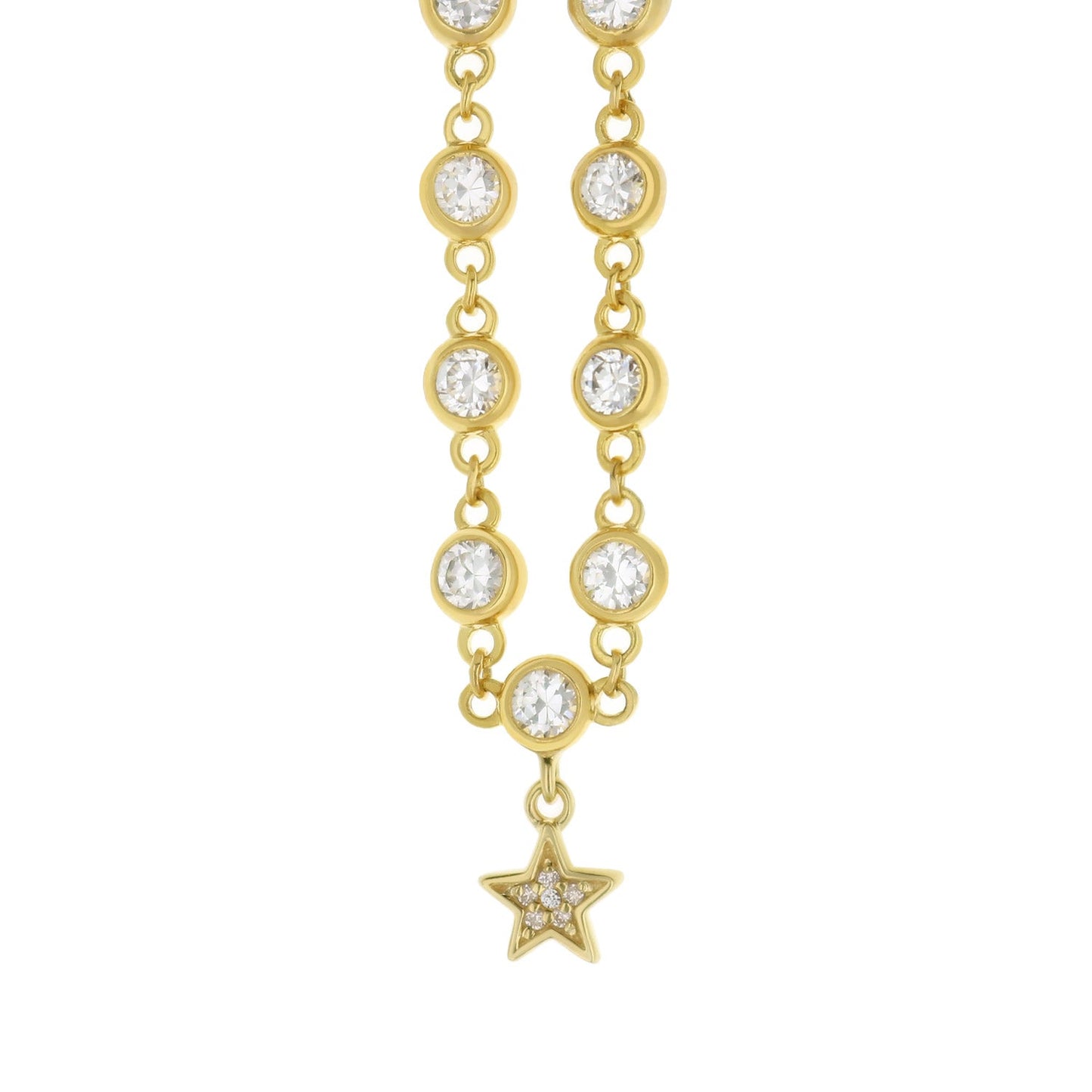 LGA 925 Star Anklet, gold-tone chain with crystal bezel circles and star charm by Lauren G Adams on Tampa Home & Garden Store