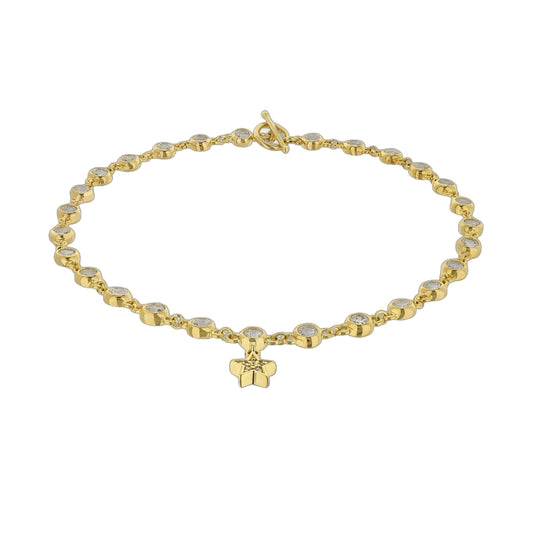 Lga 925 Star Anklet gold with crystal rounds and star charm toggle clasp on Tampa Home & Garden Store