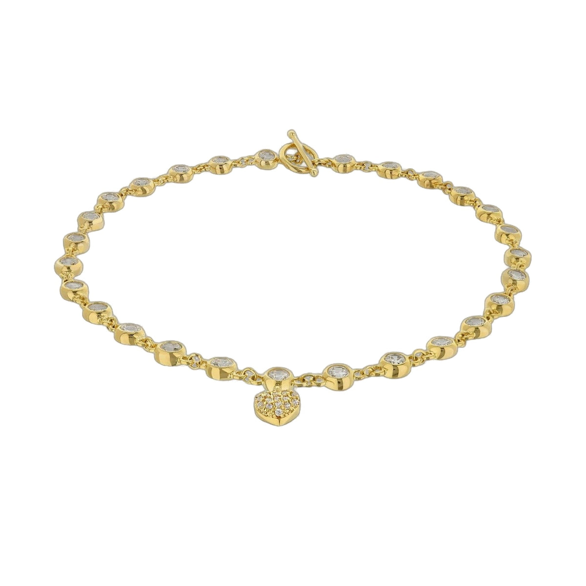 LGA 925 Heart Anklet gold-tone with pave stones and heart charm by Lauren G Adams on Tampa Home & Garden Store