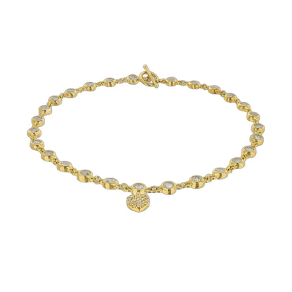 LGA 925 Heart Anklet gold-tone with pave stones and heart charm by Lauren G Adams on Tampa Home & Garden Store