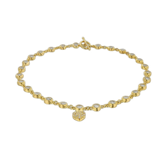 LGA 925 Heart Anklet gold-tone with pave stones and heart charm by Lauren G Adams on Tampa Home & Garden Store