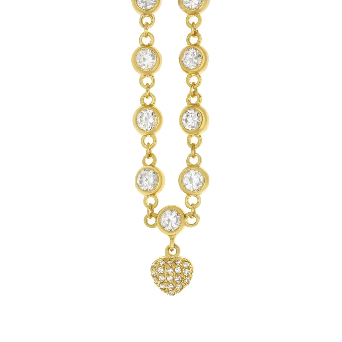 LGA 925 Heart Anklet gold-tone chain with bezel-set crystals and pavé heart charm Lauren G Adams on Tampa Home & Garden Store
