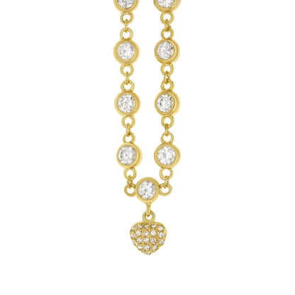 LGA 925 Heart Anklet gold-tone chain with bezel-set crystals and pavé heart charm Lauren G Adams on Tampa Home & Garden Store
