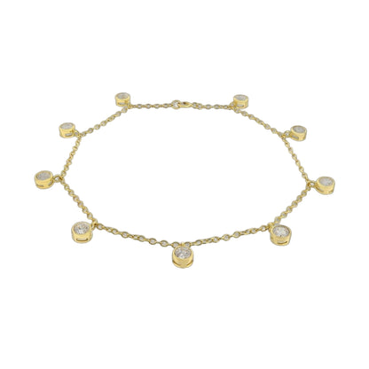 Lga 925 Anklet with bezel-set stones along gold chain, dainty bracelet-style jewelry on Tampa Home & Garden Store