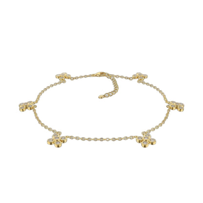 Lga 925 Anklet by Lauren G Adams, gold-tone chain with crystal flower charms on Tampa Home & Garden Store