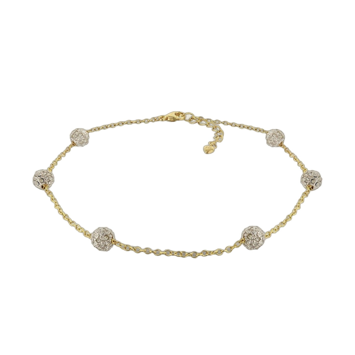 Lauren G Adams LGA 925 anklet with crystal pave beads on gold-tone chain on Tampa Home & Garden Store