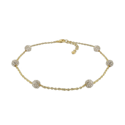 Lauren G Adams LGA 925 anklet with crystal pave beads on gold-tone chain on Tampa Home & Garden Store